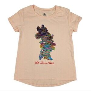 Disney Parks Flip Sequin Minnie Mouse Girls T-Shirt, M, Good Used Condition